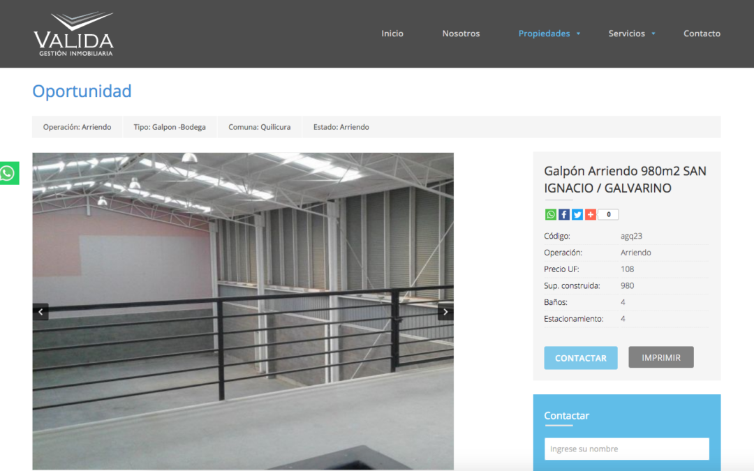 Valida Propiedades, Arriendo de Propiedades en Lampa