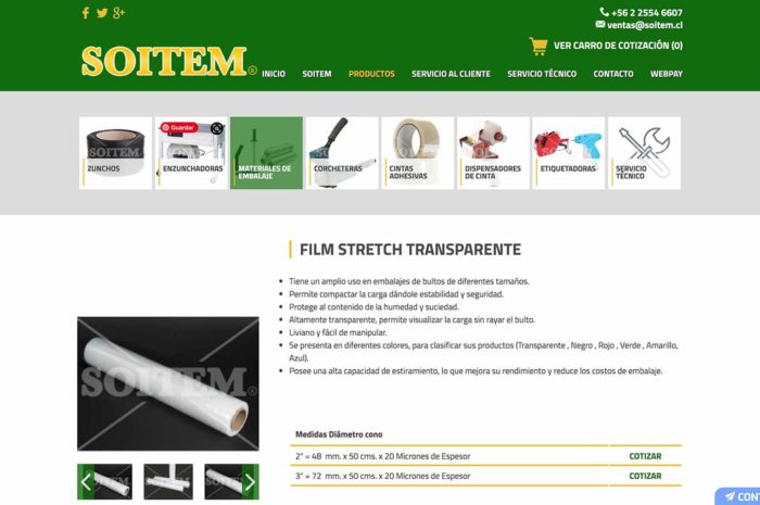 Soitem, materiales para embalaje