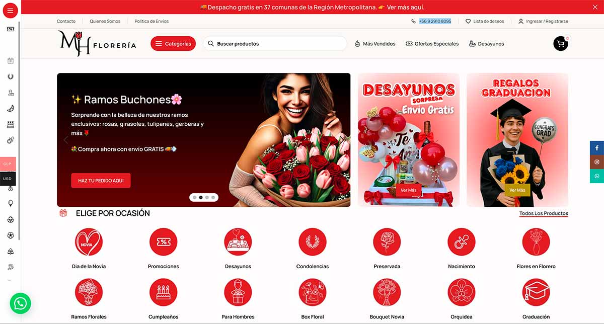 Florería online Santiago